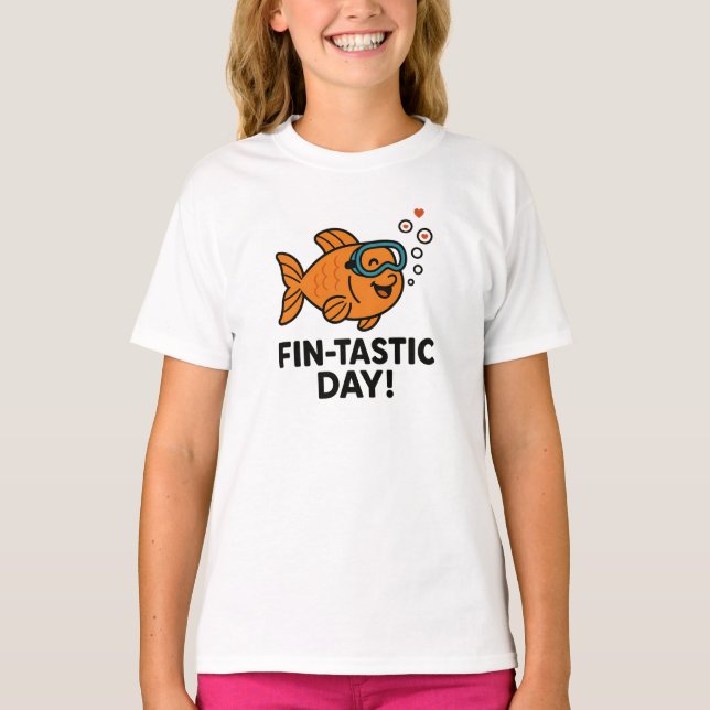 Camiseta Fin-Tastic Day Cute Orange Fish Design (Anverso)