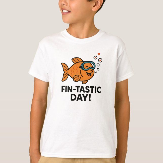 Camiseta Fin-Tastic Day Cute Orange Fish Design (Anverso)
