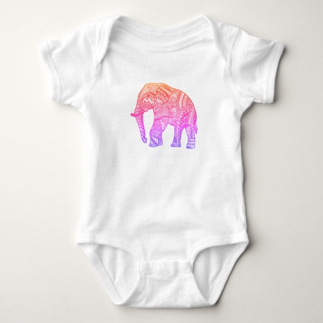 Camiseta fina de Jersey para bebé con elefante con (Anverso)