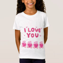 Camiseta fina de Jersey para chicas "Te amo"