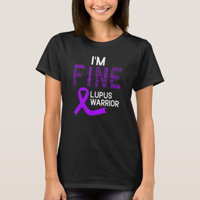 Camiseta Fina Lupus Warrior Lupus Awareness Mes Purple Ri (Anverso)
