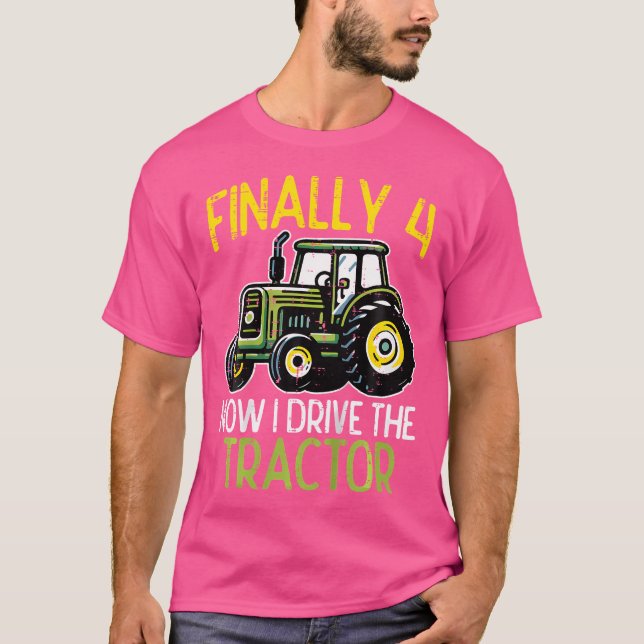 Camiseta Finally 4 Now I Drive Tractor 4Th Birthday Farm Bo (Anverso)