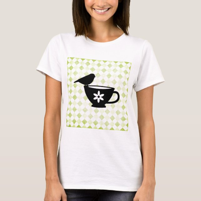 Camiseta Finch on Teacup Silhouette (Anverso)