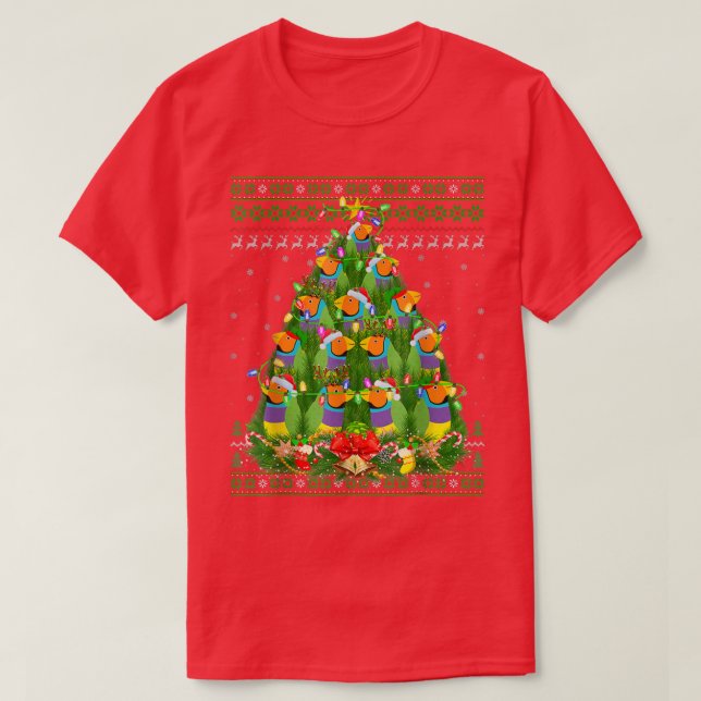 Camiseta Finches Bird Lover Xmas Lights Ugly Finches Christ (Diseño del anverso)