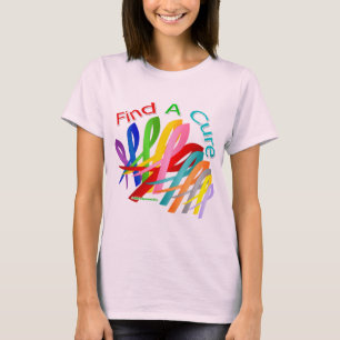 Camiseta Find A Cure Colorful Cancer Ribbons