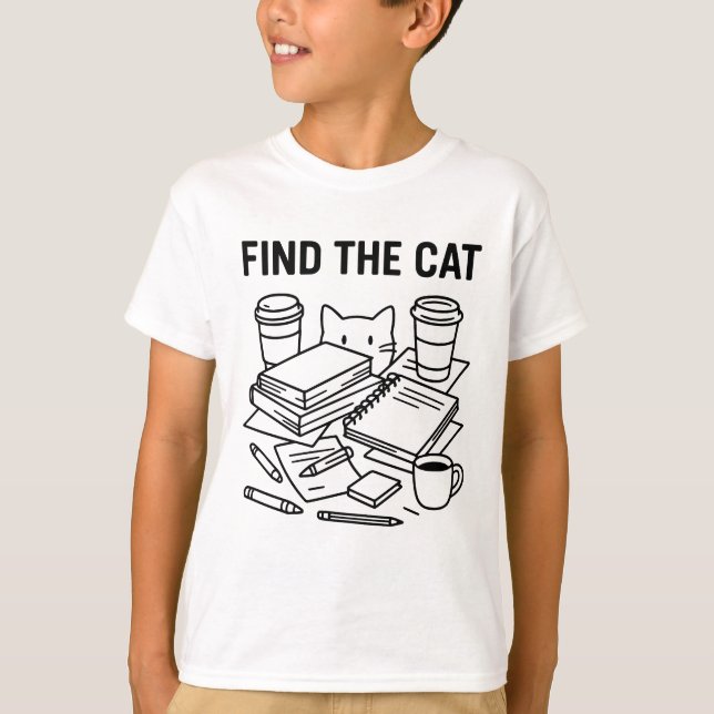 Camiseta Find The Cat – Optical Cat Puzzle (Anverso)