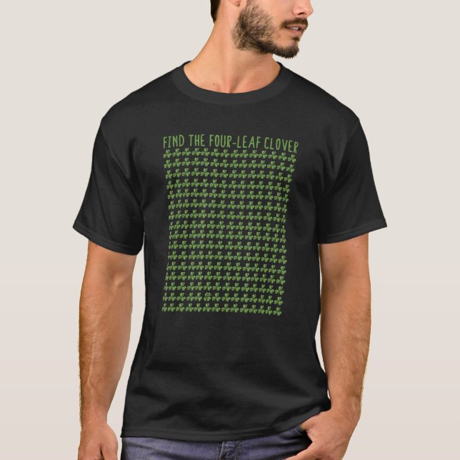 Camiseta Find The Four-Leaf Clover Puzzle St Patricks Day S (Anverso)