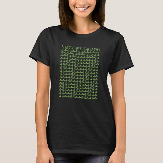 Camiseta Find The Four-Leaf Clover Puzzle St Patricks Day S (Anverso)