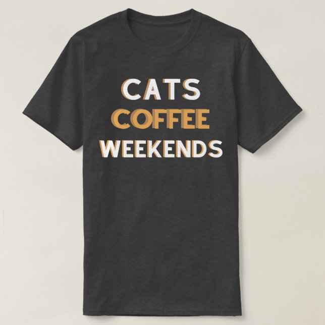 Camiseta Fines de semana de café para gatos (Diseño del anverso)