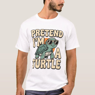 Camiseta Finge que soy una tortuga divertida tortuga retro