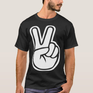 Camiseta Finger Peace Hand Rótulo Victoria signo de dedo de