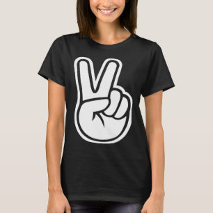 Camiseta Finger Peace Hand Rótulo Victoria signo de dedo de