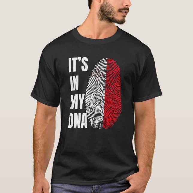 Camiseta Fingerprint DNA Biometry Flag Malta   (Anverso)