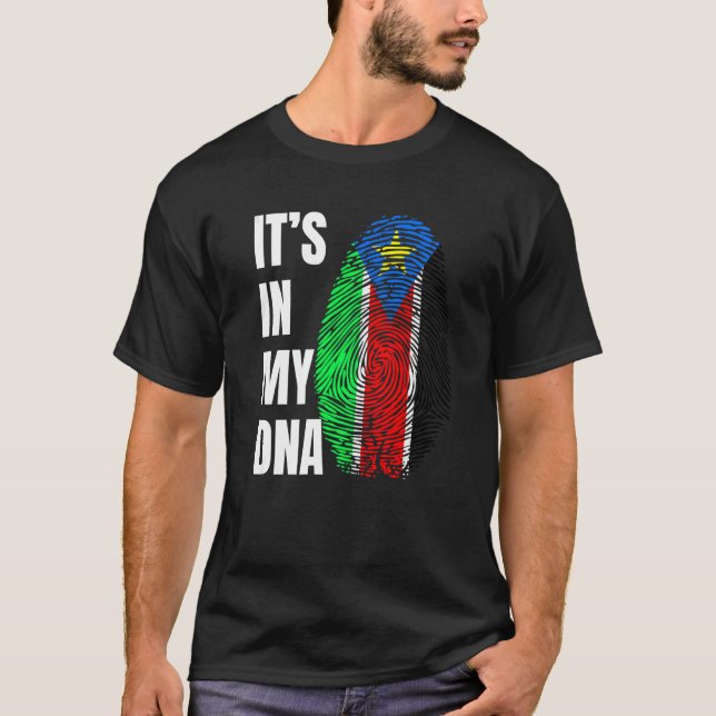 Camiseta Fingerprint DNA Biometry Flag South Sudan   (Anverso)