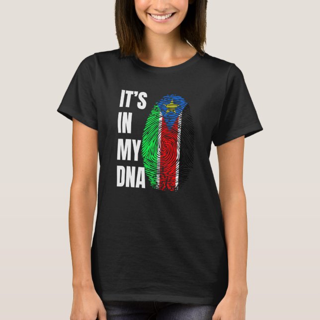Camiseta Fingerprint DNA Biometry Flag South Sudan   (Anverso)