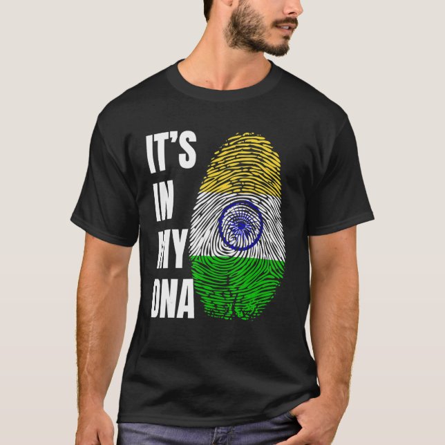 Camiseta Fingerprint DNA Biometry Indian Flag India (Anverso)