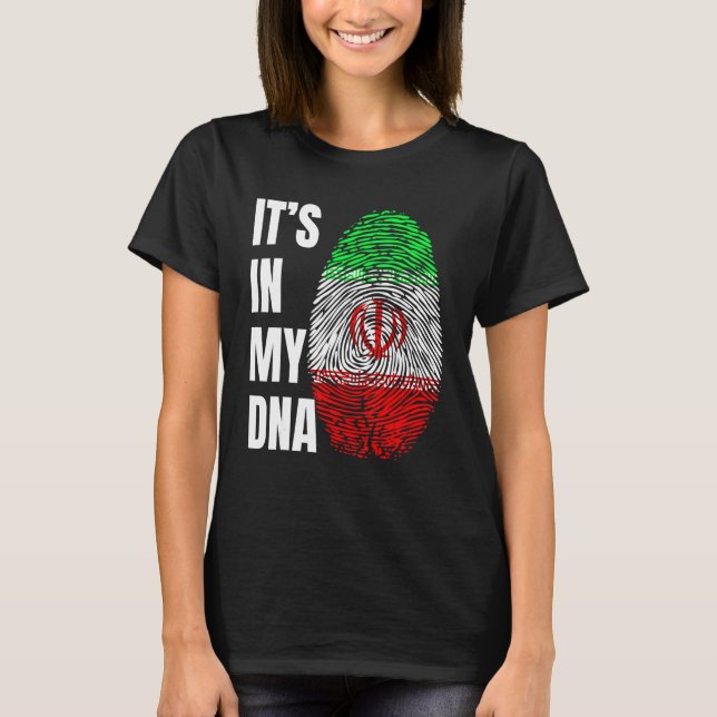 Camiseta Fingerprint DNA Biometry Iranian Flag Iran (Anverso)