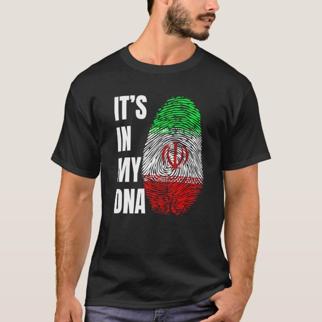 Camiseta Fingerprint DNA Biometry Iranian Flag Iran   (Anverso)