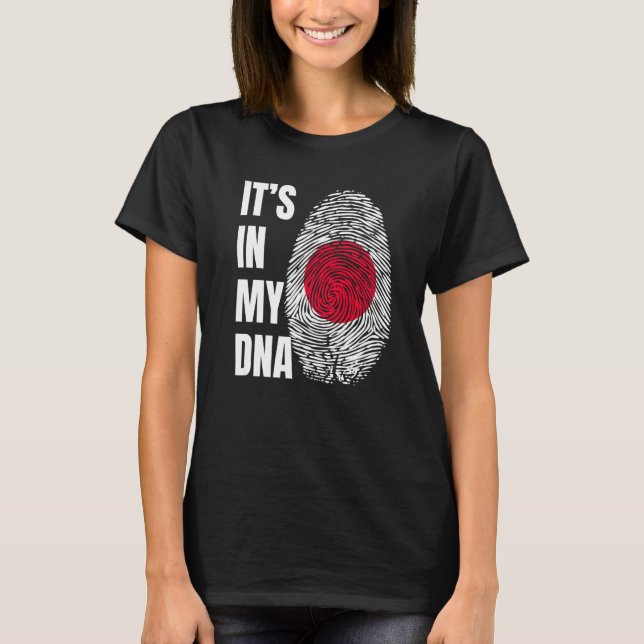 Camiseta Fingerprint DNA Biometry Japanese Flag Japan (Anverso)