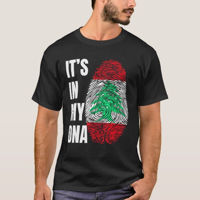 Camiseta Fingerprint DNA Biometry Lebanese Flag Lebanon (Anverso)