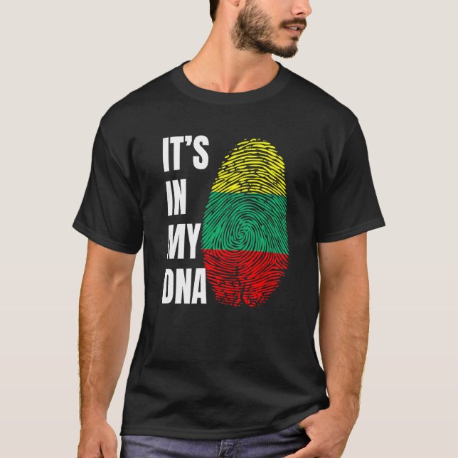 Camiseta Fingerprint DNA Biometry Lithuanian Flag Lithuania (Anverso)