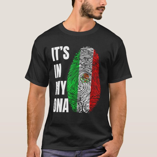 Camiseta Fingerprint DNA Biometry Mexican Flag Mexico (Anverso)