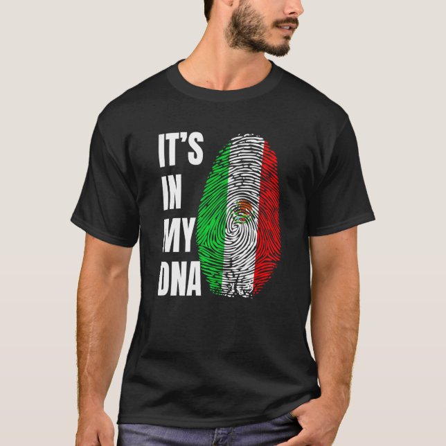 Camiseta Fingerprint DNA Biometry Mexican Flag Mexico   (Anverso)