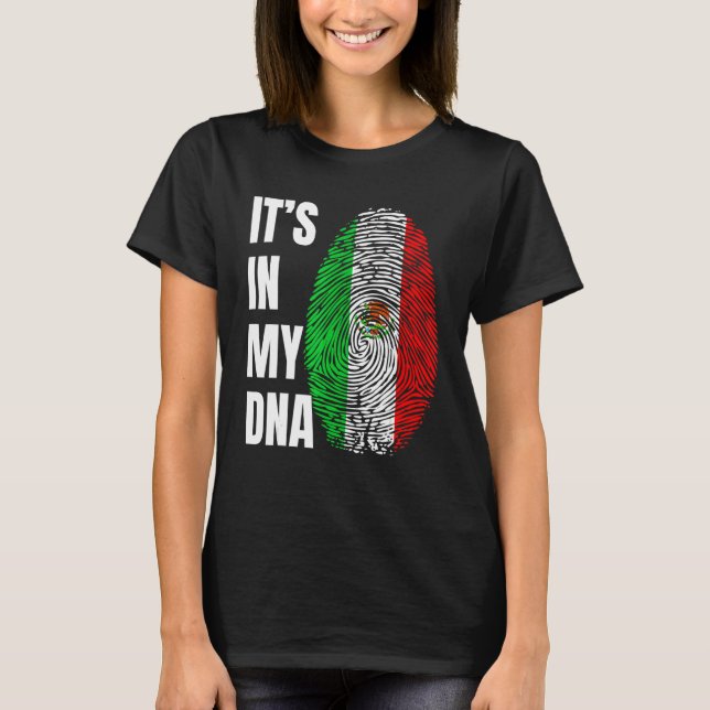 Camiseta Fingerprint DNA Biometry Mexican Flag Mexico (Anverso)