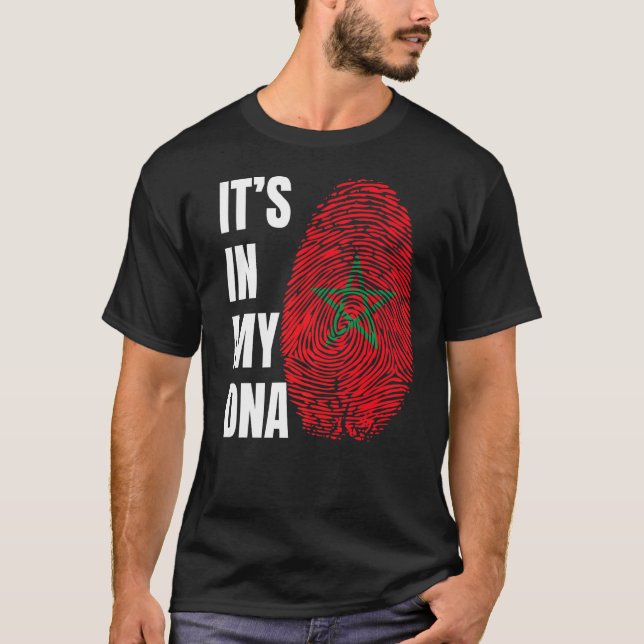 Camiseta Fingerprint DNA Biometry Moroccan Flag Morocco   (Anverso)
