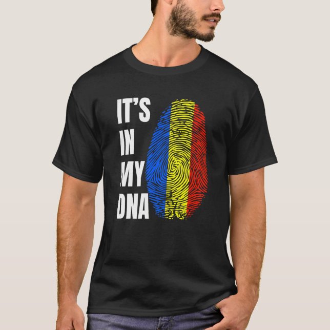Camiseta Fingerprint DNA Biometry Romanian Flag Romania   (Anverso)