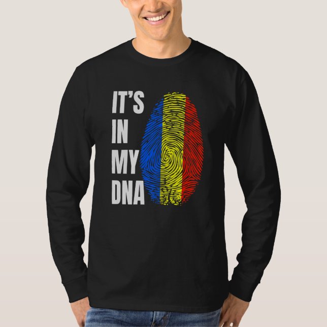 Camiseta Fingerprint DNA Biometry Romanian Flag Romania   (Anverso)
