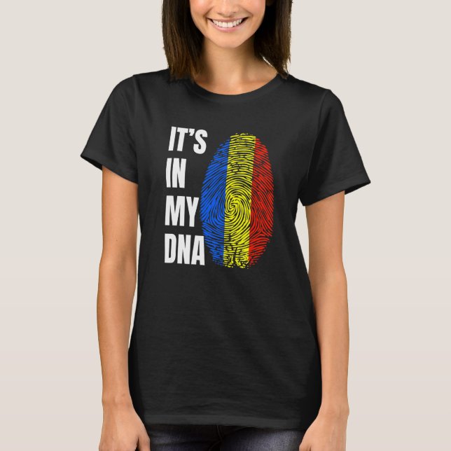 Camiseta Fingerprint DNA Biometry Romanian Flag Romania   (Anverso)