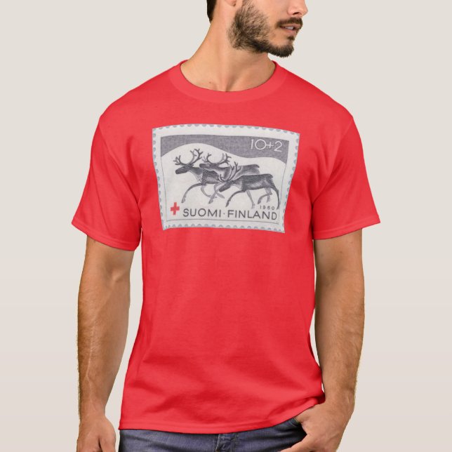 Camiseta finlandesa del sello del reno del navidad (Anverso)