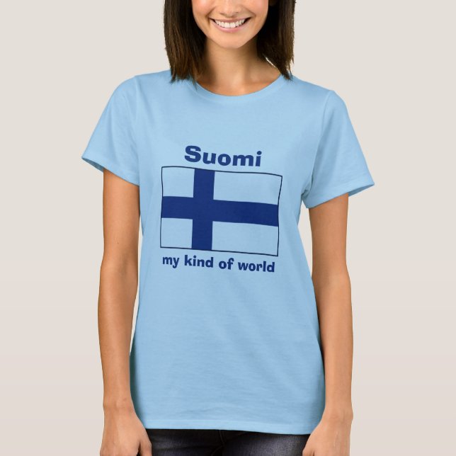 Camiseta Finlandia Bandera + Mapa + Texto (Anverso)
