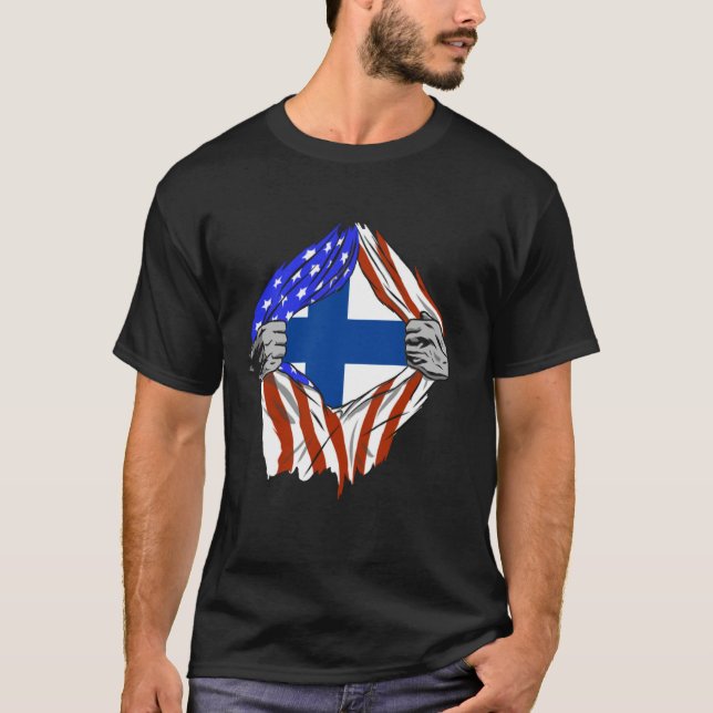 Camiseta Finlandia Estados Unidos Finn América Chest Finni  (Anverso)