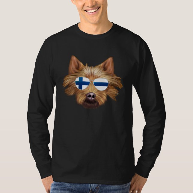 Camiseta Finnish Flag Australian Terrier Dog Finland Pocket (Anverso)