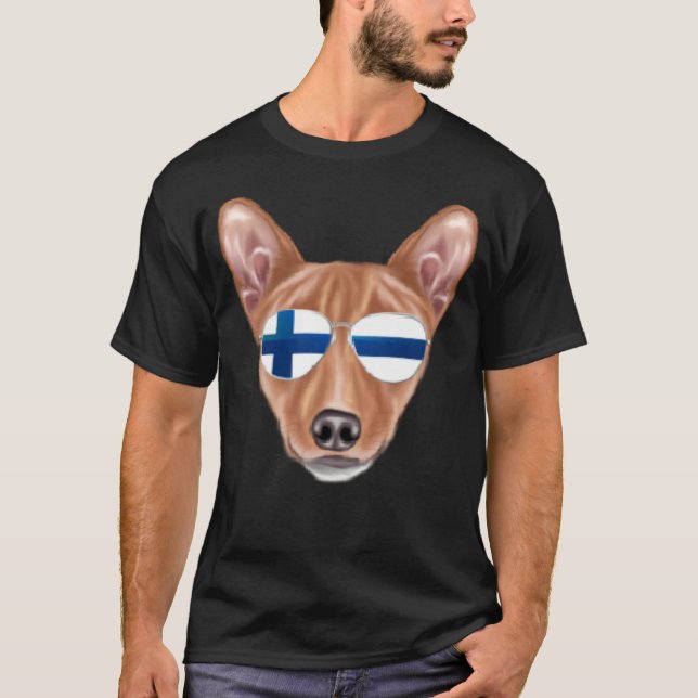Camiseta Finnish Flag Basenji Dog Finland Pocket (Anverso)