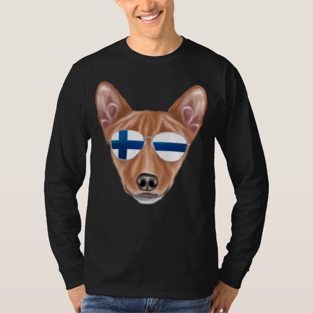 Camiseta Finnish Flag Basenji Dog Finland Pocket (Anverso)