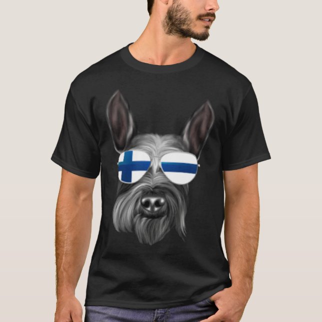Camiseta Finnish Flag Giant Schnauzer Dog Finland Pocket (Anverso)