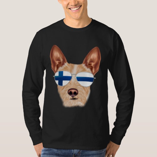Camiseta Finnish Flag Portuguese Podengo Pequeno Dog Finlan (Anverso)