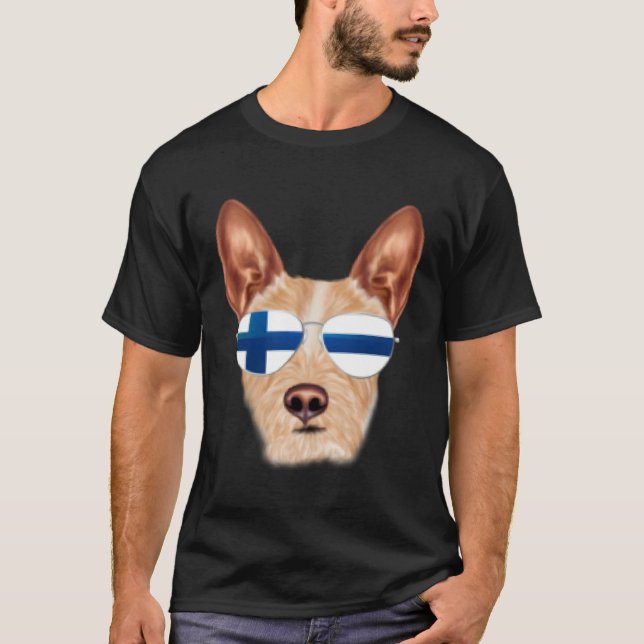 Camiseta Finnish Flag Portuguese Podengo Pequeno Dog Finlan (Anverso)