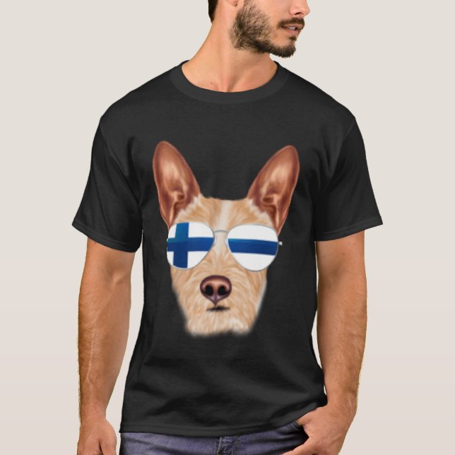 Camiseta Finnish Flag Portuguese Podengo Pequeno Dog Finlan (Anverso)