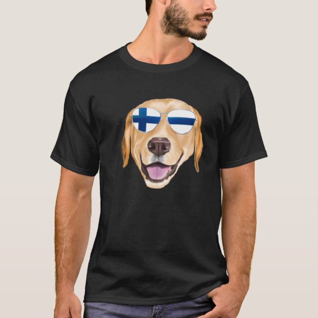 Camiseta Finnish Flag Yellow Labrador Retriever Dog Finland (Anverso)