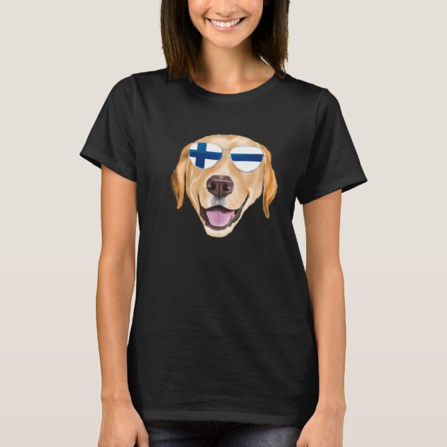 Camiseta Finnish Flag Yellow Labrador Retriever Dog Finland (Anverso)