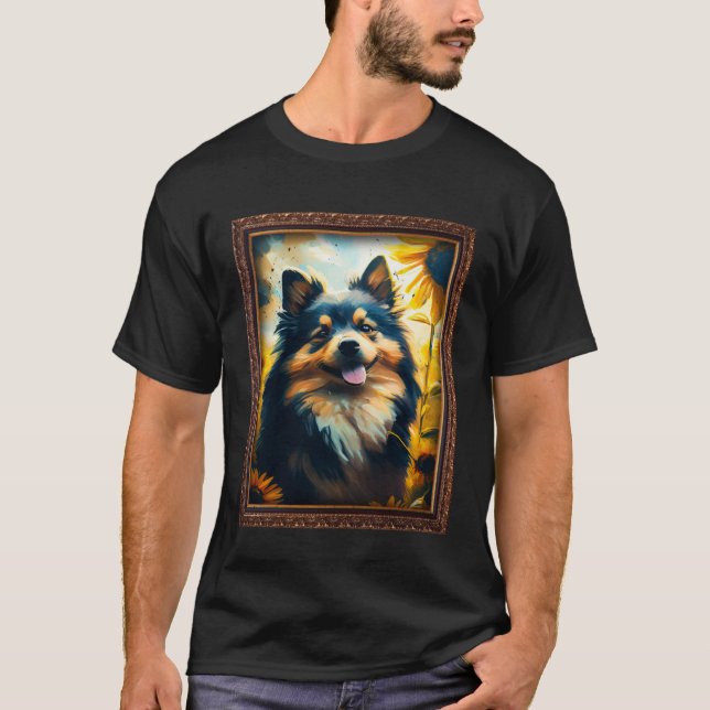 Camiseta Finnish Lapphund Painting Sunflower Flower Mom Wom (Anverso)