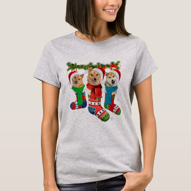 Camiseta Finnish Spitz In Christmas Socks  (Anverso)