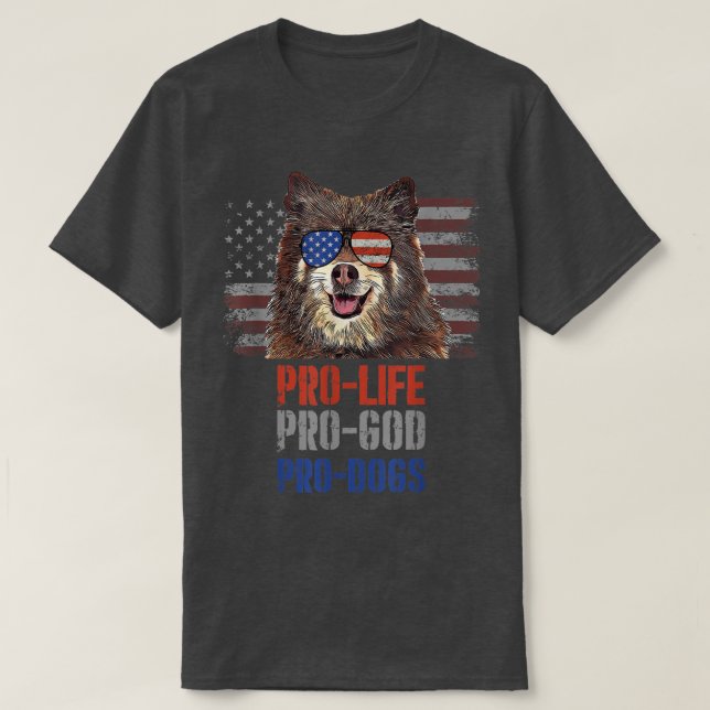 Camiseta Finnish Spitz Pro Life Pro God Pro Dogs  (Diseño del anverso)