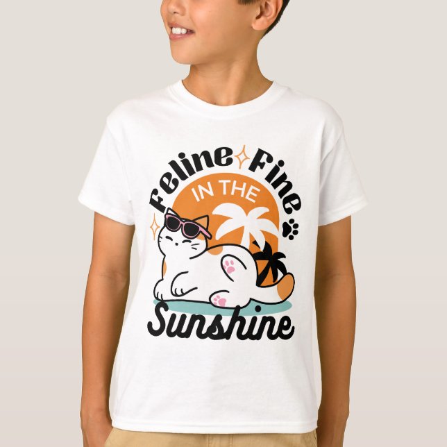 Camiseta Fino felino a la luz del sol - Gato tropical relaj (Anverso)