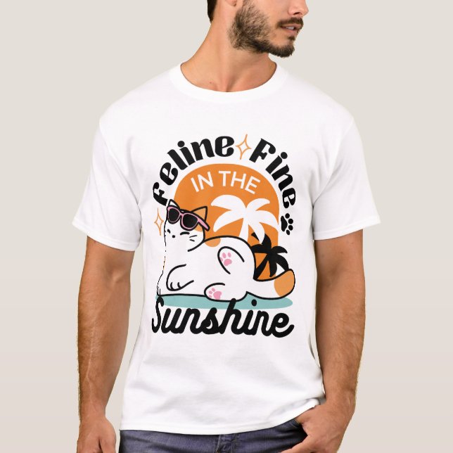 Camiseta Fino felino a la luz del sol - Gato tropical relaj (Anverso)