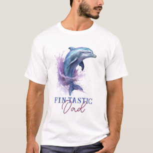 Camiseta Fintastic Dad Moderne Rustic Watercolor Shower